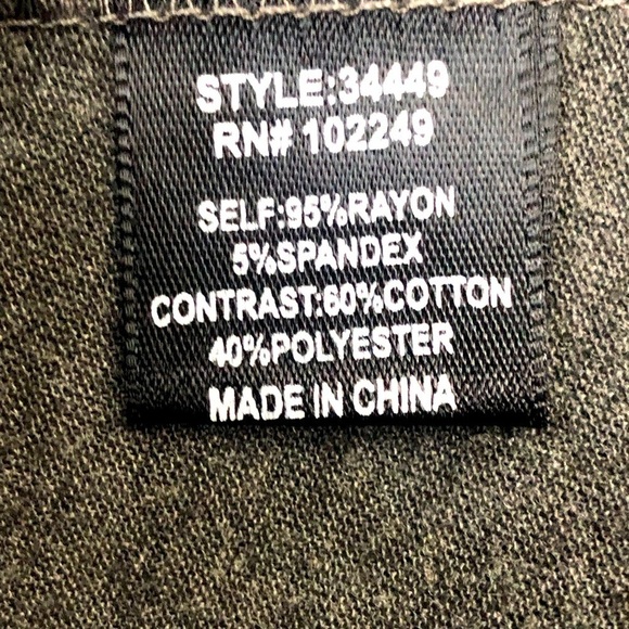 Skies are Blue charcoal gray cream stripe v-neck long sleeve top layer look M - Picture 9 of 10